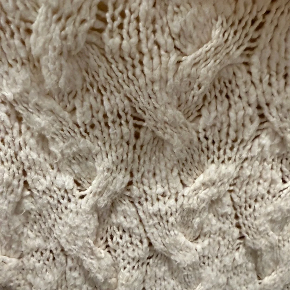 Free People Cream Chunky Cable Knit Cowl Neck Sweater Oversized